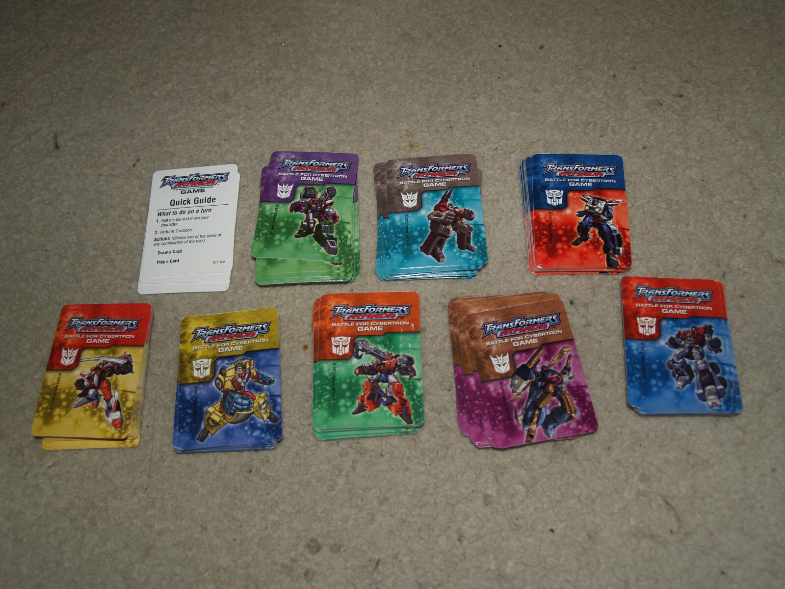 Transformers Armada 2003 Battle For Cybertron Board Game- near complete card set