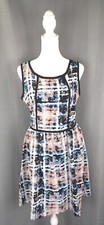 Olive & Oak Dress Womens Small Blue Pink Abstract Print Sleeveless Mini Artsy