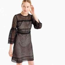 NWT J.Crew Daisy Lace Bell Sleeve Sheath Dress Black Size 0