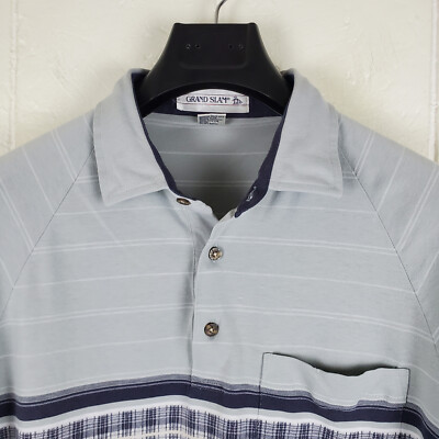 トップス n Grand Slam Polo Shirt Mens Extra Large Green White Stripe Collared