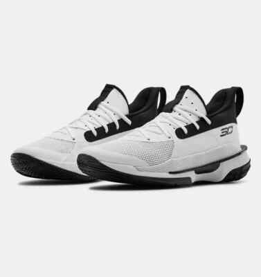 NEW Under Armour Curry 7 White Black Athletic Shoes (3023838-108)Men's Size 12.5