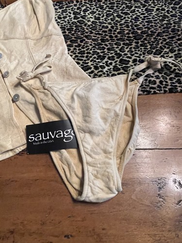 CHAMOIS LEDER LAMMFELL STRING BIKINI TOP SET SAVAGE VINTAGE Y2K MED NEU RAR - Bild 16 von 24