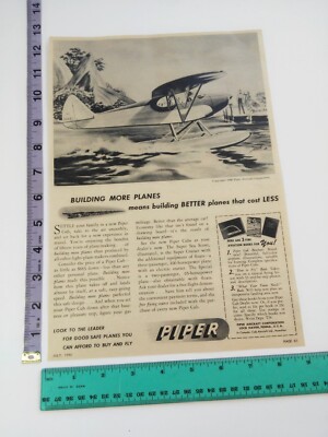 Vintage Clipping - float plane picture Piper Super Sea Scout Print Ad 40's