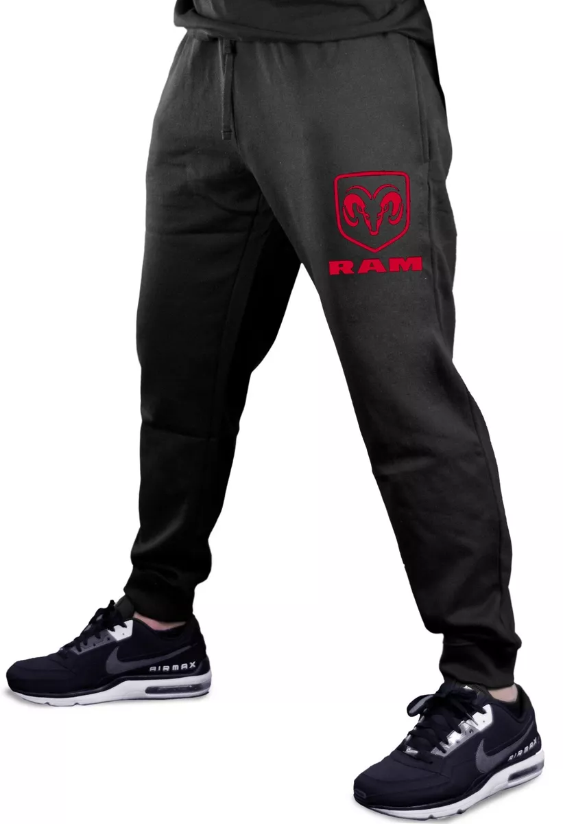 New Men s Dodge Ram Logo Chest Jogger pants sweatpants Fitted