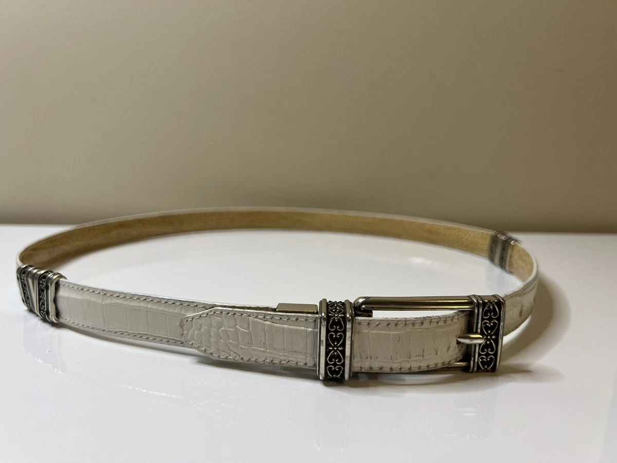 Ivory Leather Textured Belts for Women for sale | eBay display picture 2