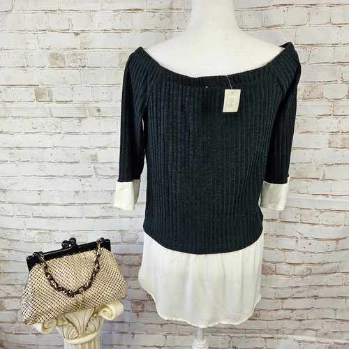 Maglione a costine Maurices taglia L verde scuro look a strati spalle scoperte nuovo con etichette 3/4 Slv. - Foto 7 di 12