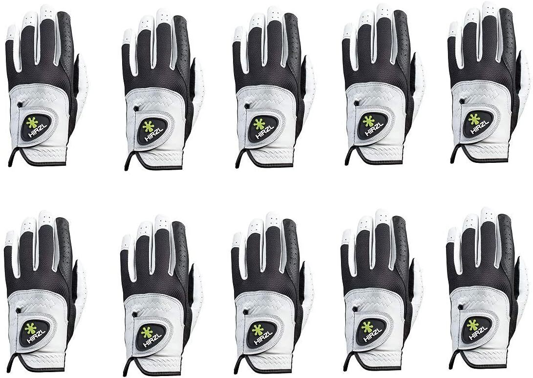 HIRZL Men's Golf Gloves - Trust Control 2.0, Leather, Ultimate Grip, Pack of 10