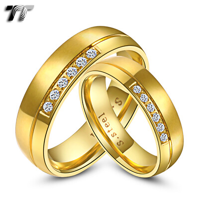 Classic 14K Gold Ion Plated Solid Titanium Domed Wedding Band. Available In 6mm And 8mm Widths. Couple Ring - Foto 8