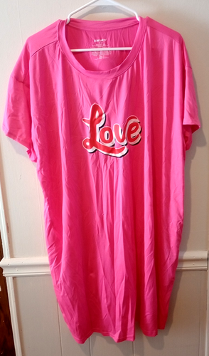 Joyspun Love Short Sleeve Sleepshirt Pink Women's 2X/3X-NWT