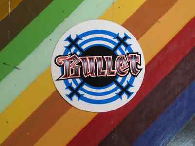 vtg 1980s Santa Cruz Skates skateboard sticker Bullet Wheels vtg 1980s Santa Cruz Skates skateboard sticker Bullet Wheels