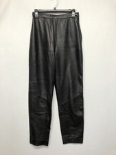 Vintage Lord  Taylor Women 100 Leather Pants Size 4 Black B236 -29