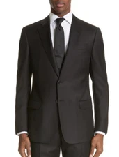 EMPORIO ARMANI G Line Trim Fit Wool Suit JACKET, Solid Black, 40 R (50 EU) NWOT