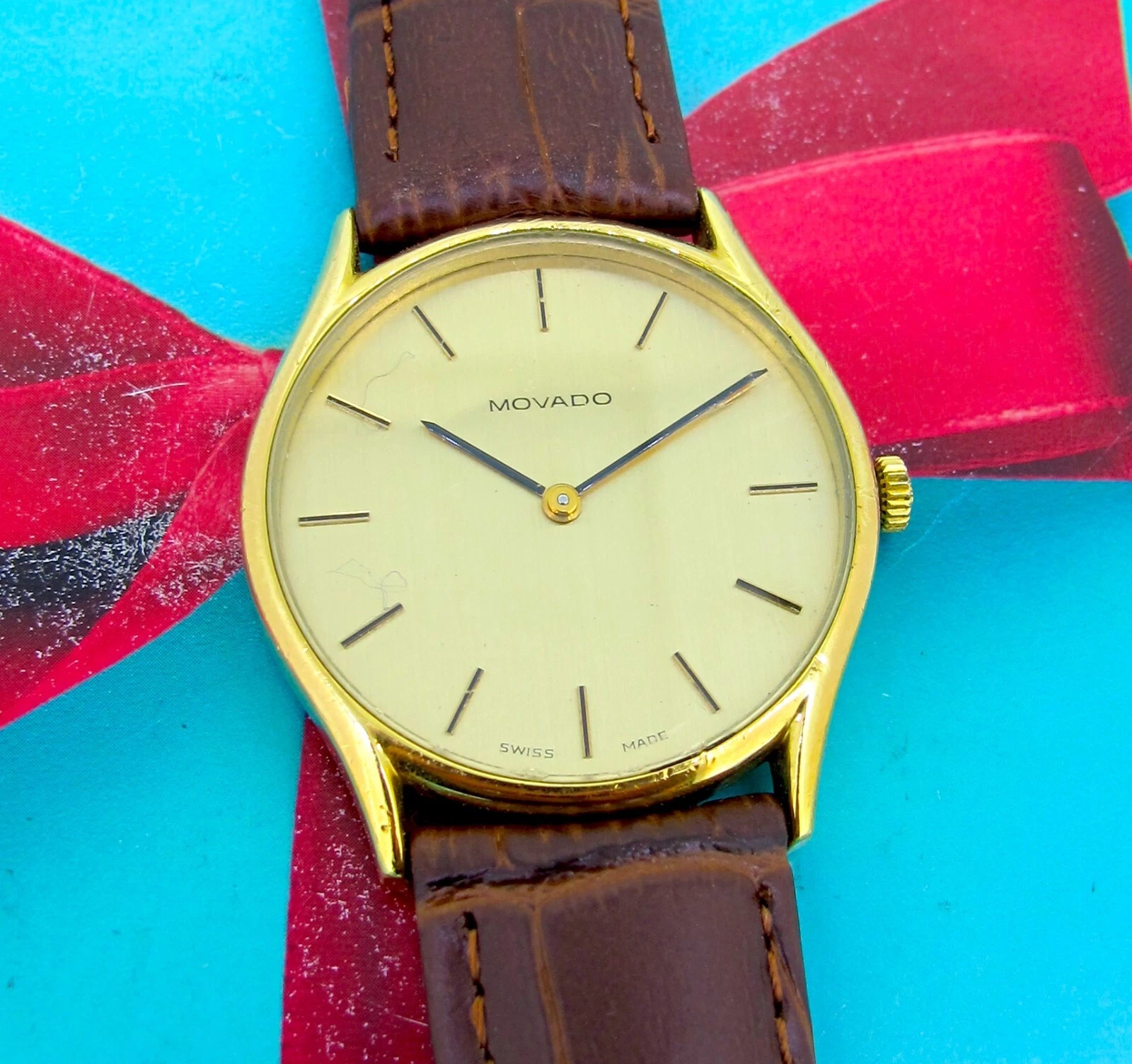 Zenith — Movado Zenith Movement Vintage Wind Up Two Tone Case Men`s Wristwatch 32 MM
