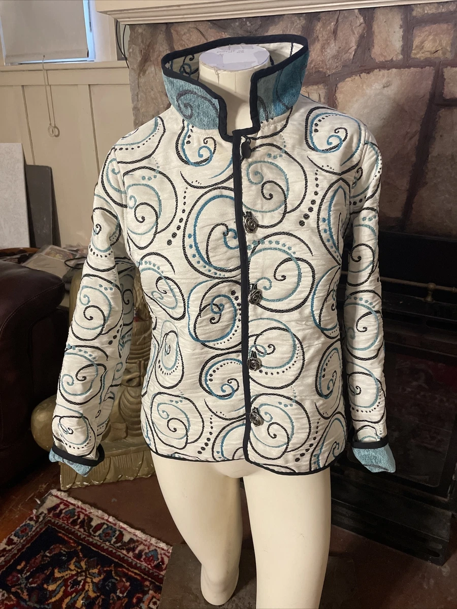Winding River reversible Vintage style carpet coat, size Large Teal White |  eBay