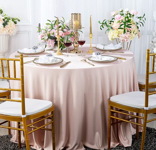 Wedding Linens Inc. 132" Round Scuba (Wrinkle-Free) Tablecloths - Picture 2 of 20