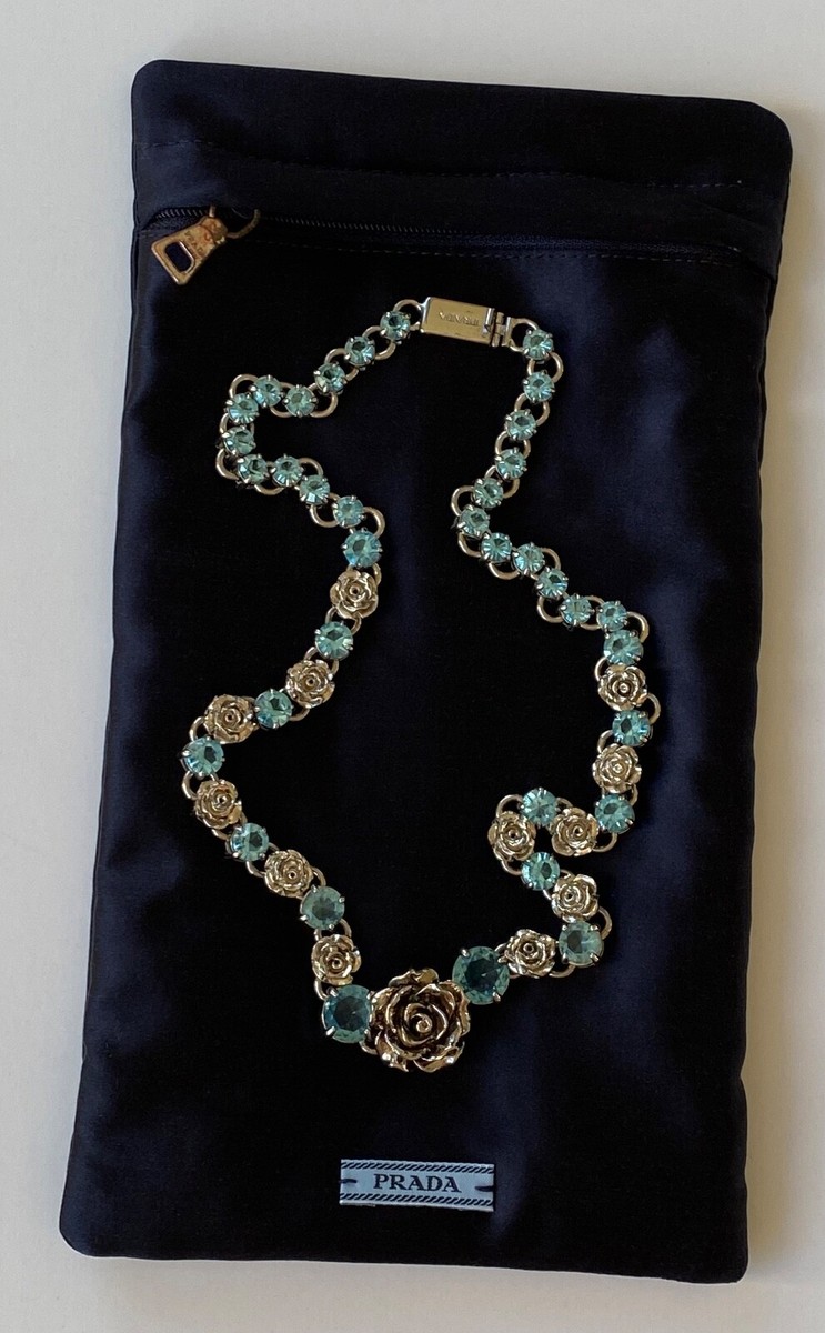 PRADA プラダ ローズ ジュエル ネックレス PRADA SILVER METAL LIGHT BLUE ROSES CRYSTAL NECKLACE | eBay