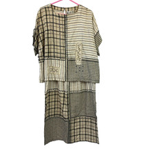 Vintage Faith by Celia Forrester Boho Lagenlook Bead Shirt Skirt Outfit Medium