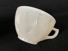 4 Vintage Hazel Atlas White Starlight Pattern Coffee Tea Cups Milk Glass