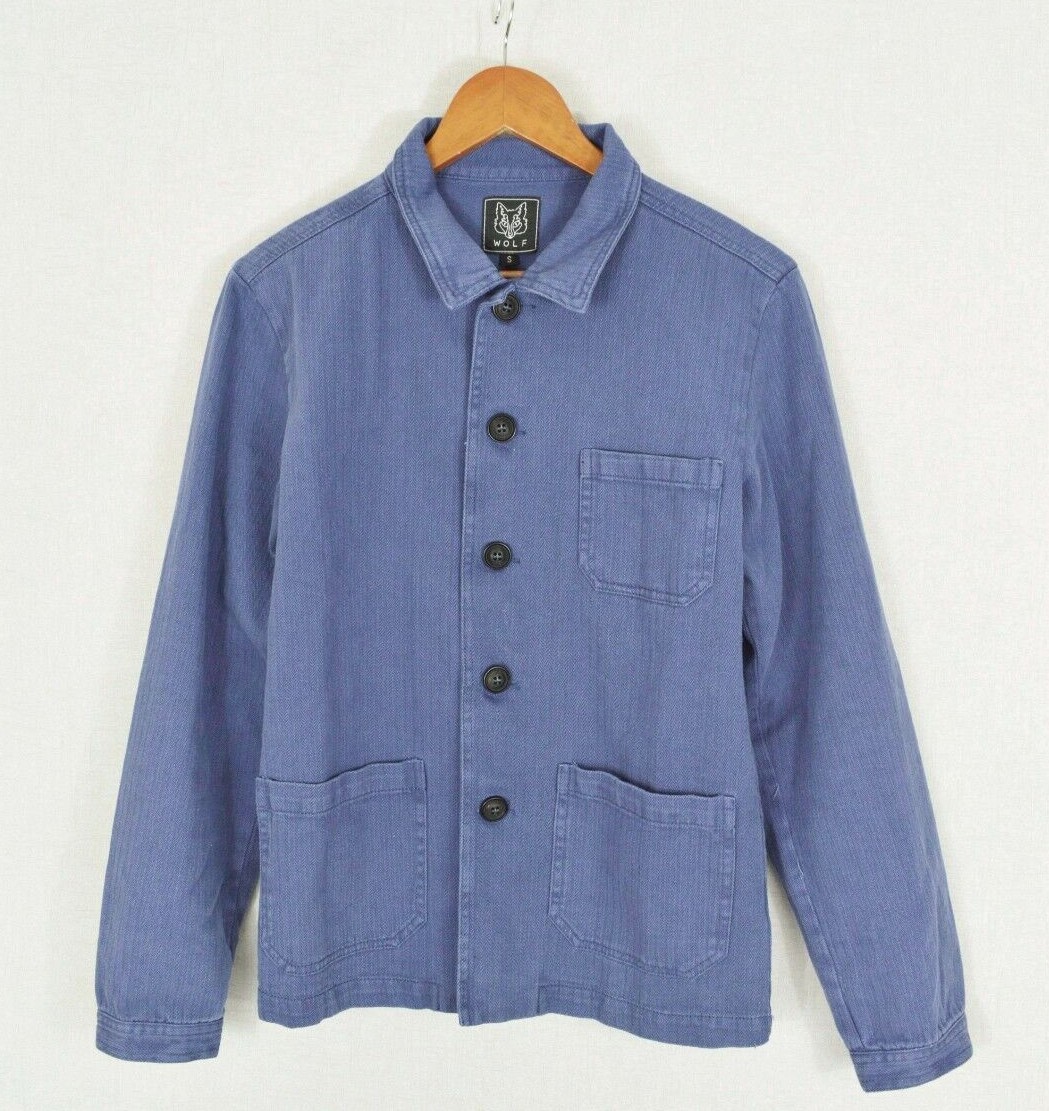 ジャケット・アウター 60s French work cotton work jacket 60s Style French Navy Blue Indigo Cotton Twill Canvas Chore