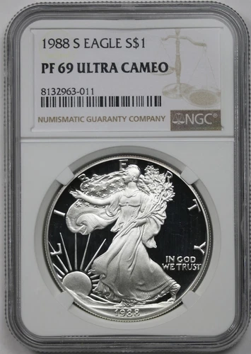 1988-S Silver Eagle PF 69 Ultra Cameo $1 NGC 1 oz Silver
