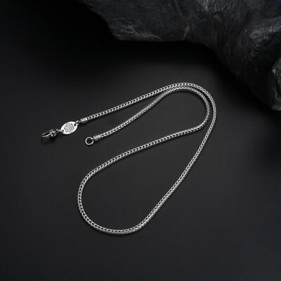 A25 Fuchsschwanzkette buddhistisch 6-Wort-Mantra 3 mm Länge wählbar Silber 925