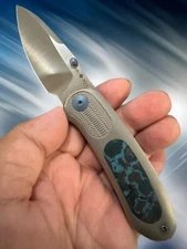 OCHS WORX LONTRA EDX Arctic Blue Fat Carbon M390 Satin Knife Titanium