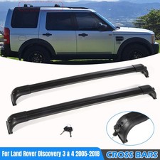 BLACK ROOF RACK CROSS BARS LOCKING RAILS BAR FOR LAND ROVER DISCOVERY 3 4 04-18