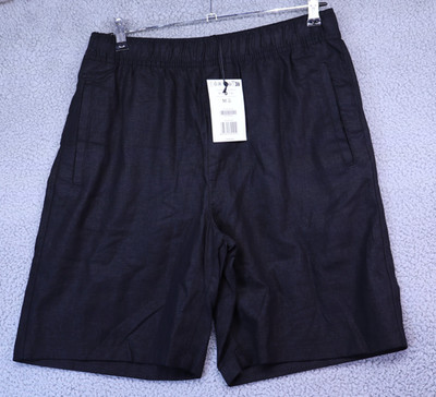 Bershka Men's Loose Fit Linen Blend Jogger Bermuda Shorts SV3 Black Medium NWT