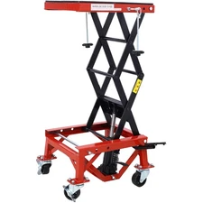 300 lbs Hydraulic Motorcycle Scissor Jack Lift Foot Step Wheels for Small Dirt
