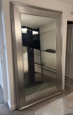 Huge Giant Silver Wooden Free Standing Wall Mirror