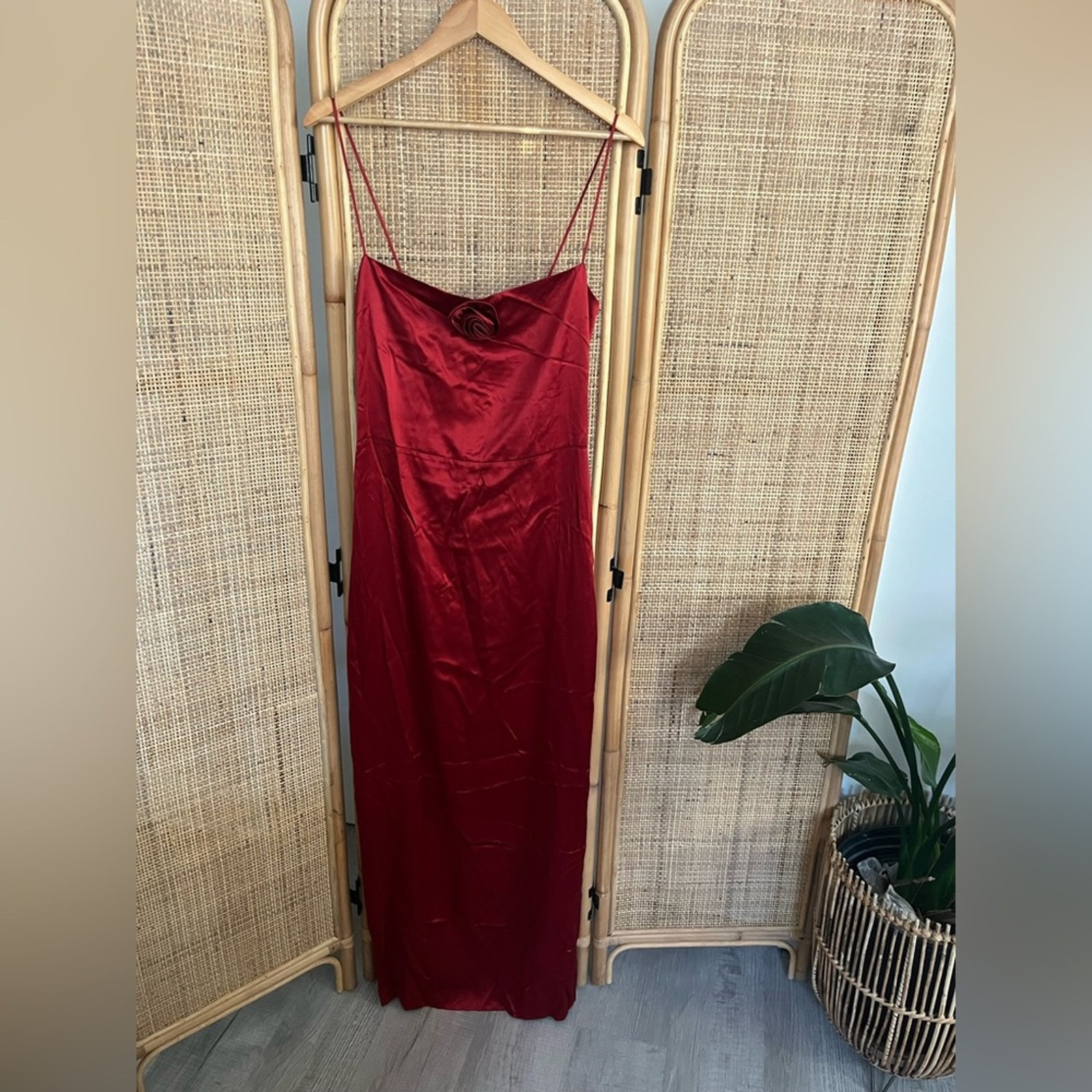 Reformation Frankie 100percent Silk Red Maxi Dress Size 10. NWOT. Retail $298 image 9