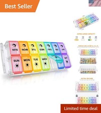 Pill Organizer 2 Times a Day, Quick Fill Large Weekly AM PM Pill Box, Medicin...