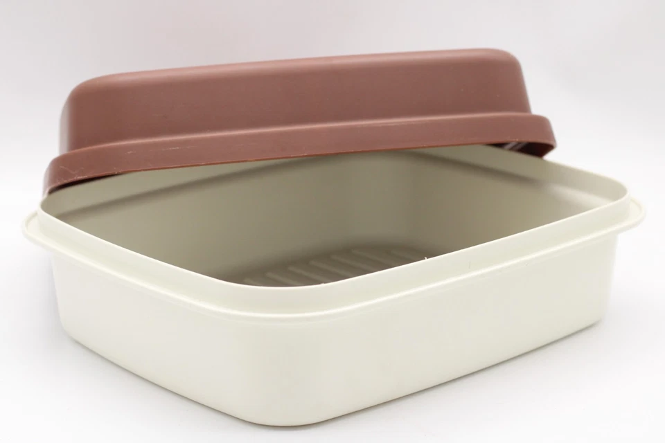 Tupperware Brotbehälter Aufbewahrungsbox Nr. 1470 weiß / braun Vintage - Bild 2 von 4