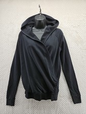 Fabletics Sweatshirt Womens XS Black Hooded Twist Front Relaxed Fleece Hoodie