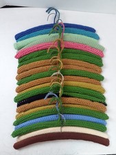 Lot of 21 Yarn Covered 16" Wood Hangers Granny Crochet Knitted Handmade 426