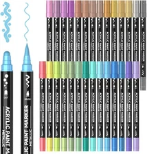 28 Metallic Colors Dual Tip 1 Count (Pack of 28), Brush and Dot 