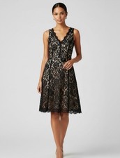 Ann Taylor LOFT Black Lace Overlay Fit & Flare Dress Romantic Mini Women’s 0