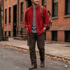 Vintage 90s Timberland Weathergear Red Corduroy Shirt Men's Large Heavy Cotton