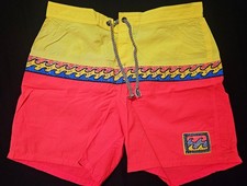 Vintage Billabong Neon Surf Swim Shorts  80s 90s Color Block Boardshorts Rad