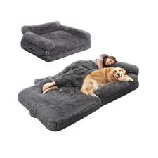 Foldable Human Dog Bed for Adults, Fluffy Human Sized with Blanket, Orthopedi...