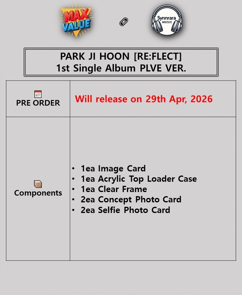 PARK JI HOON RE:FLECT 1st Single Album PLVE Ver/Image Card+Top
