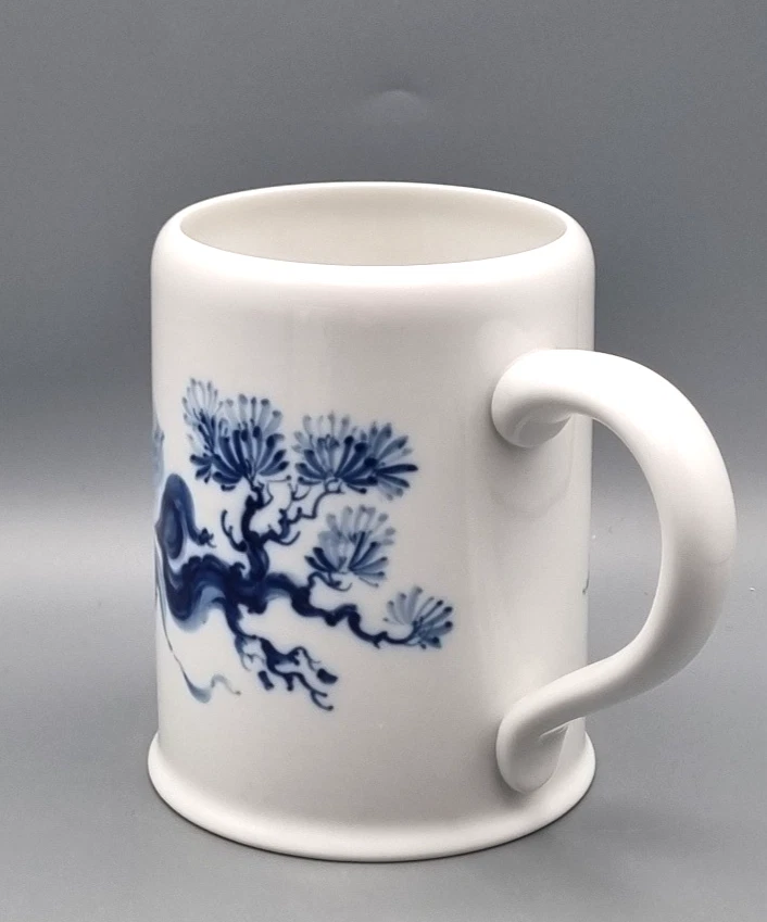 Meissen Porzellan Krug Bierkrug Humpen blaue Orchidee auf Ast Handmalerei floral - Bild 4 von 4