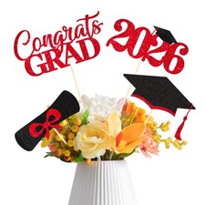 2026 Graduation Decorations - 20 Pcs Class of medium, Black and Red