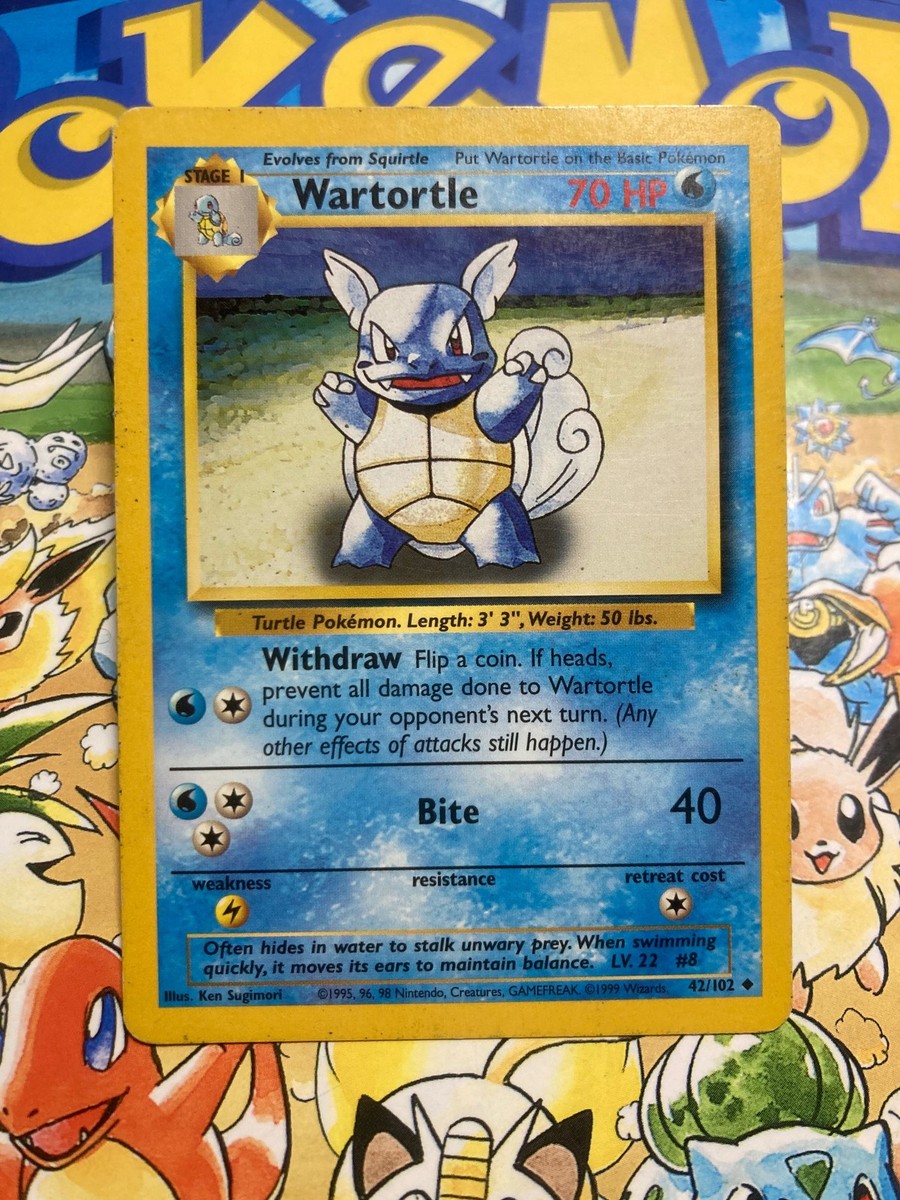 wartortle pokemon card value 42/102 Base Set 1st Edition CGC 5 Promo Retreat cost Pokemon Wartortle 42/102 - Base