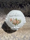 9" Vtg Milk Glass Ball Oil Lamp Shade Globe GWTW Puffy Lion Heads White 4" Fit