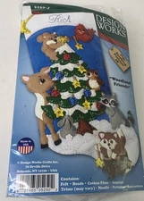 Design Works Felt Stocking Applique Kit 18" Long-Woodland Friends