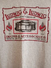 NEW Ludwig Drum 2012 Inaugural Atlas T shirt-Large-Gray, Pre-Shrunk