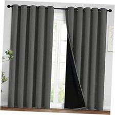 Total Blackout Curtains, 2 Thick Layers 62"W x 84"L Pack of 2 Dark Grey