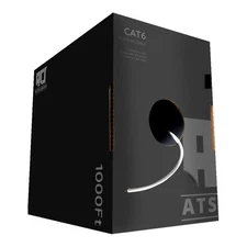 ATS Cables Bulk Cat6 Plenum CMP 1000ft 550MHZ UTP 23 AWG Solid 10 Gigabit White