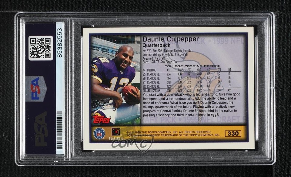 PSA/DNA 1999 Topps NFL Draft Pick Collection Daunte Culpepper #330 ...